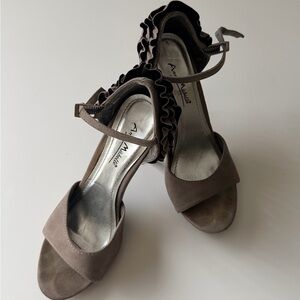 Anne Michelle Taupe Ruffle Heels